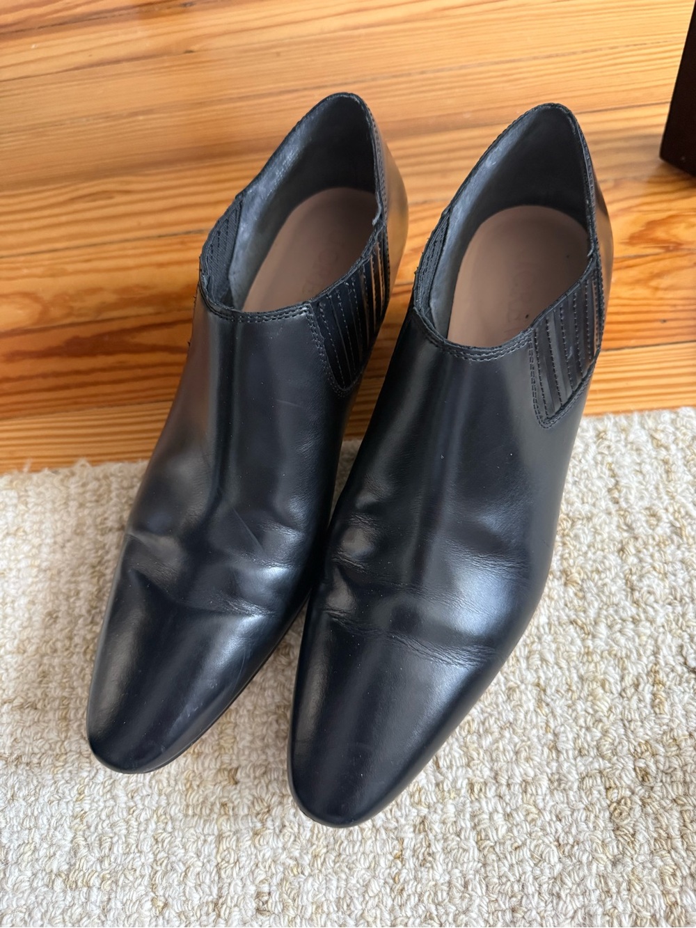 J. Crew Black Pointed Leather Ankle Boots